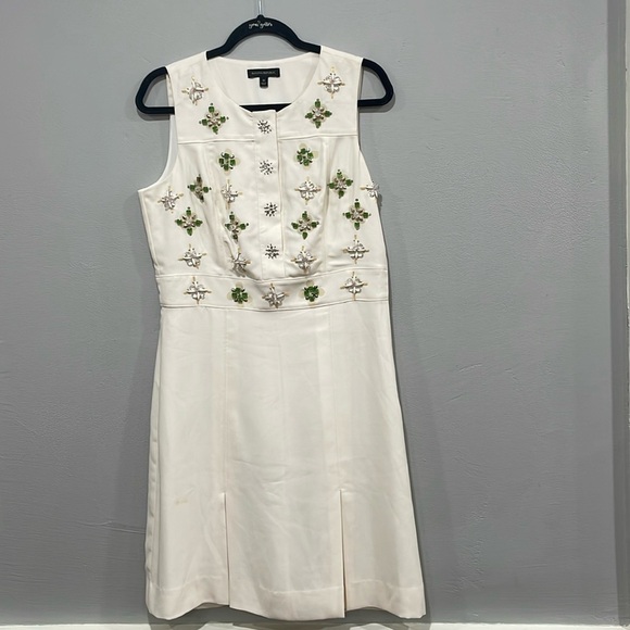 Banana Republic Dresses & Skirts - Banana Republic Embellished Fit & Flare Holiday Office Dress OFF WHITE